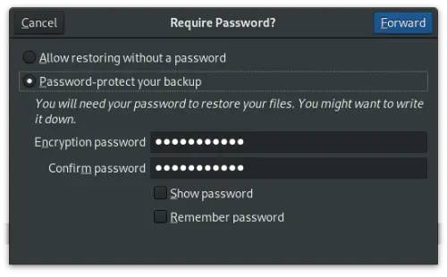 Establecer la contraseña de encriptación para la restauración de copias de seguridad