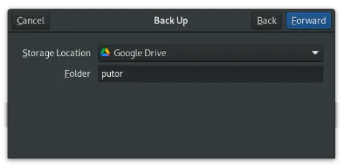 Elegir Google Drive como ubicación de almacenamiento de la copia de seguridad